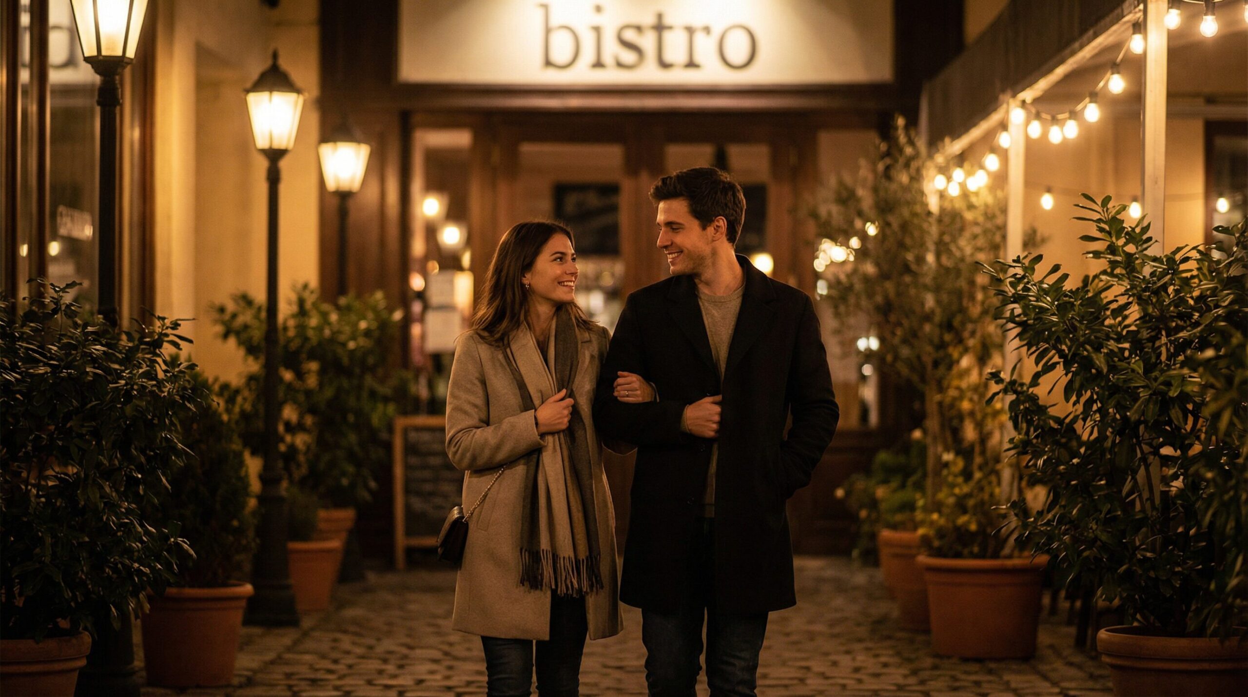 会計を済ませてお店を出るカップル