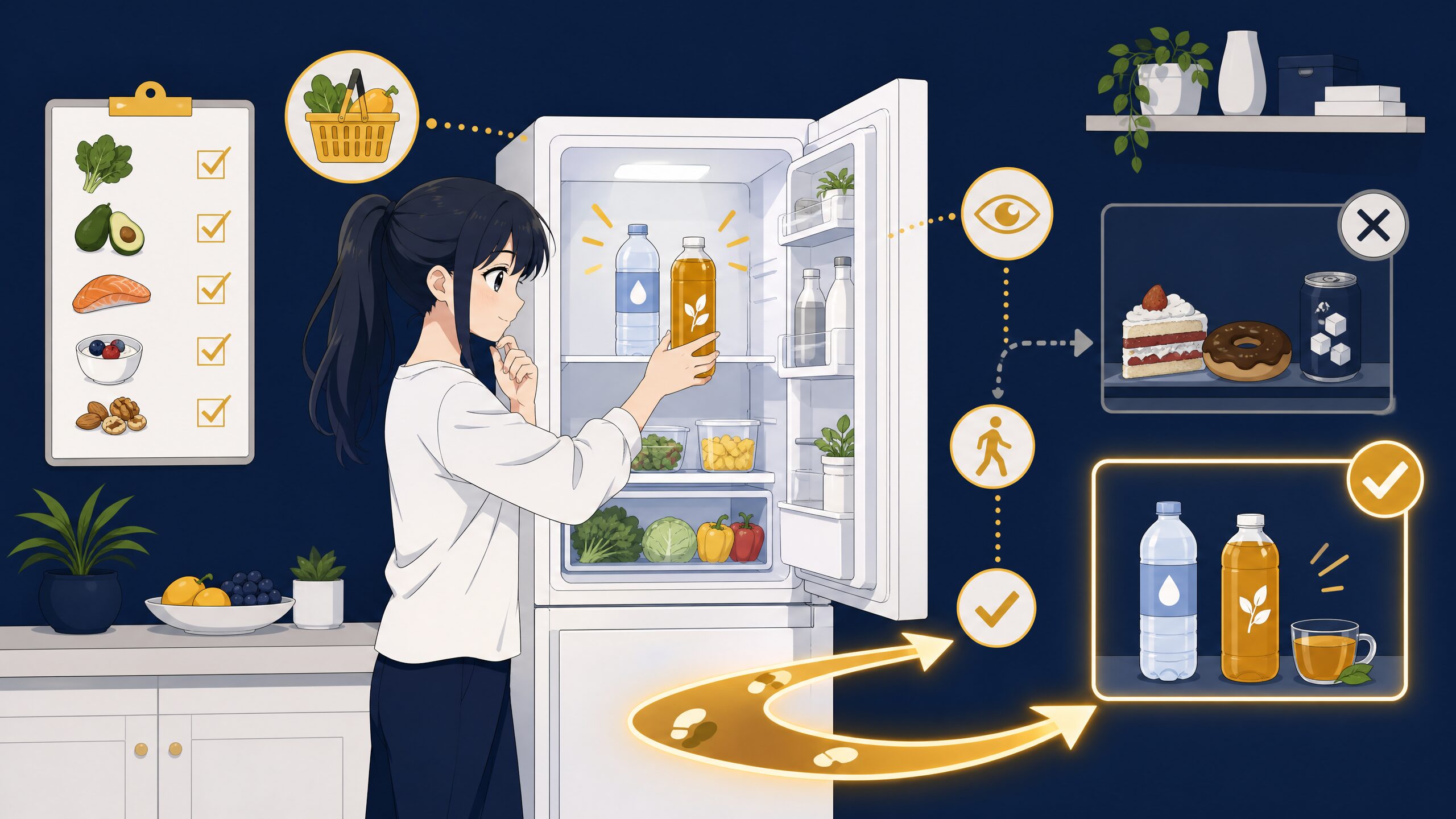 環境デザインとナッジ - アニメ調イラスト