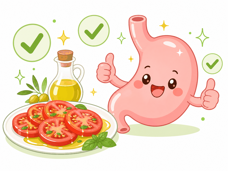 良い食べ合わせのイメージ - 元気な胃のキャラクター