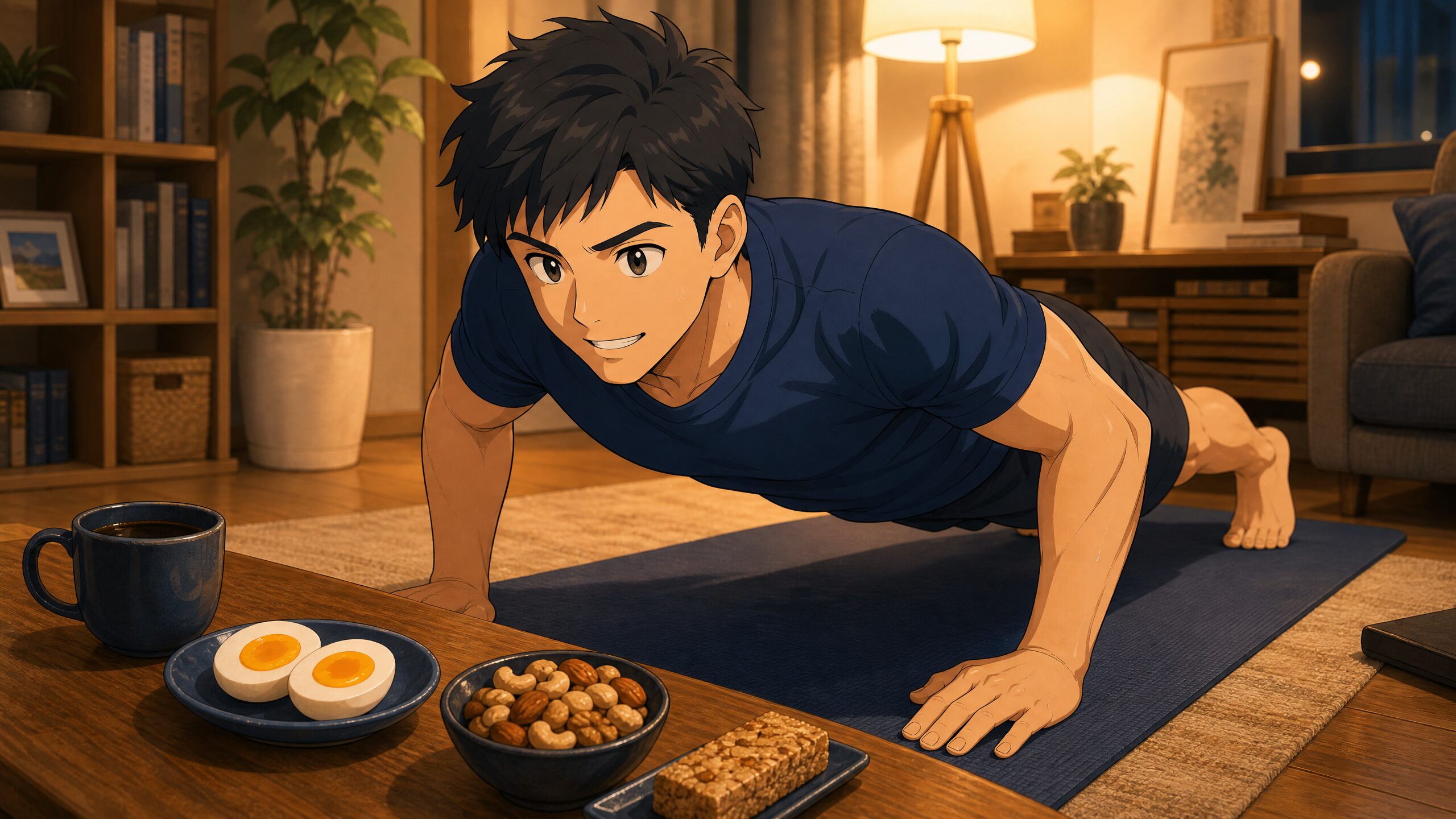 健康的な食事と筋トレのイメージ